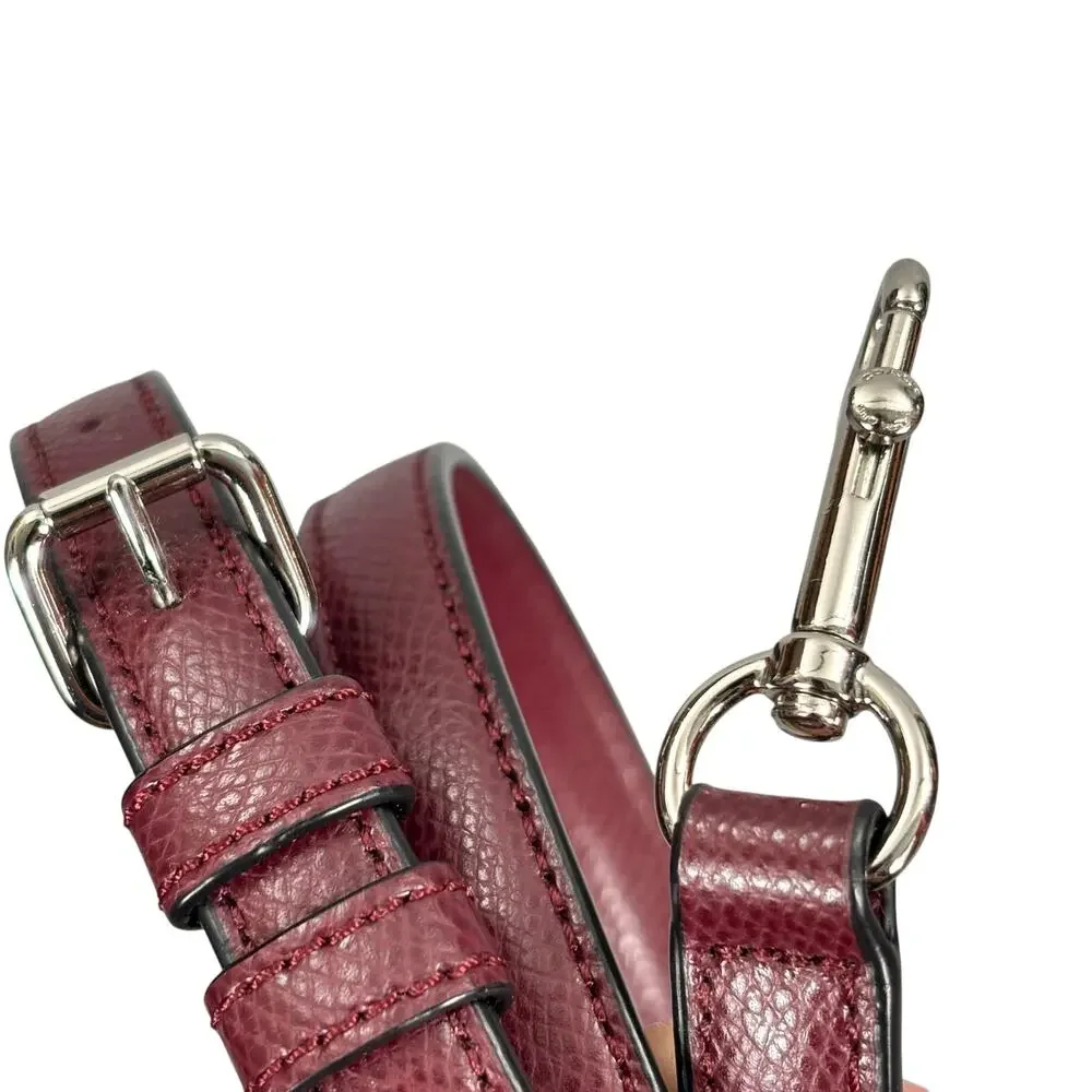 Coach Burgundy Leather Adjustable Crossbody Bag Strap Silver Hardware 44”